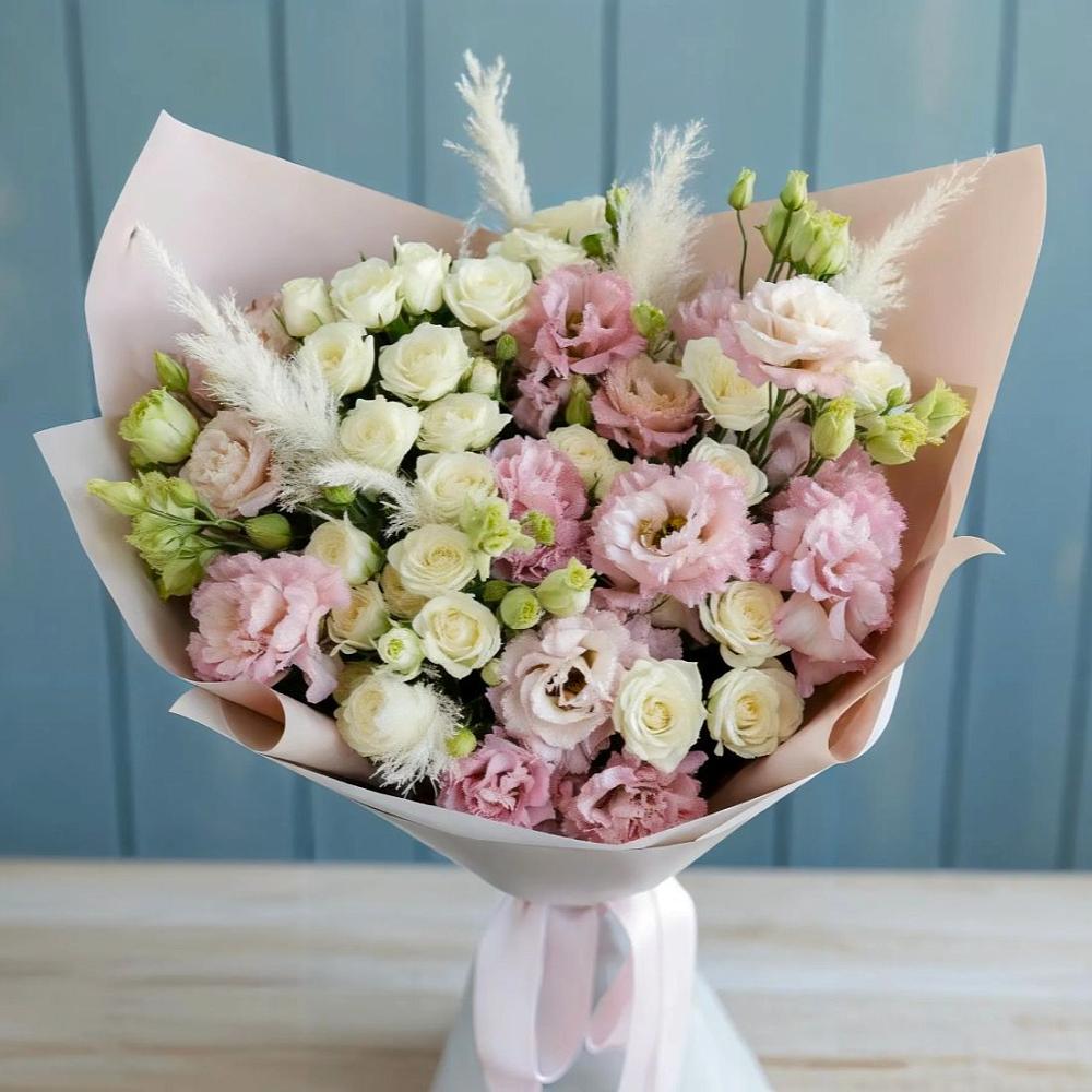 Букет цветов из: Альстромерии и Розы в Новохаритоново