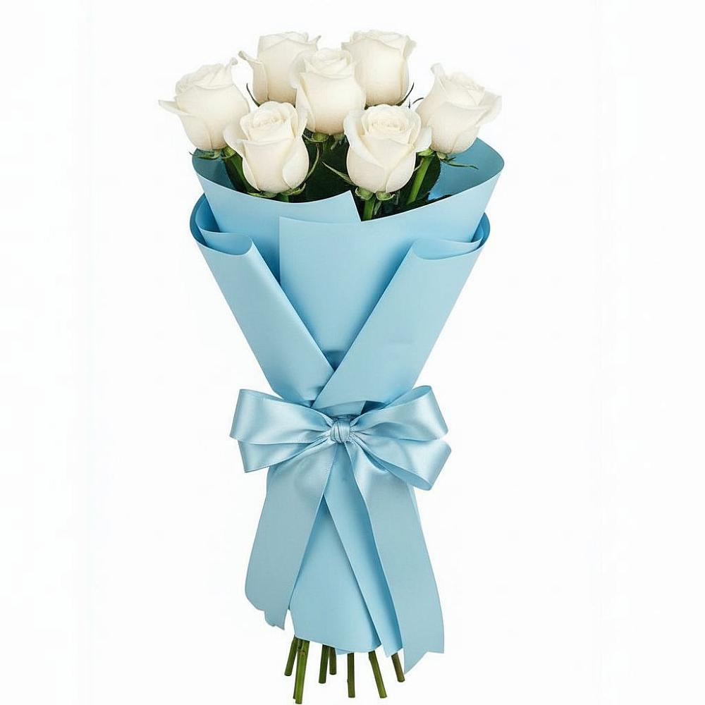 Букет 7 белых роз Проуд в Новохаритоново