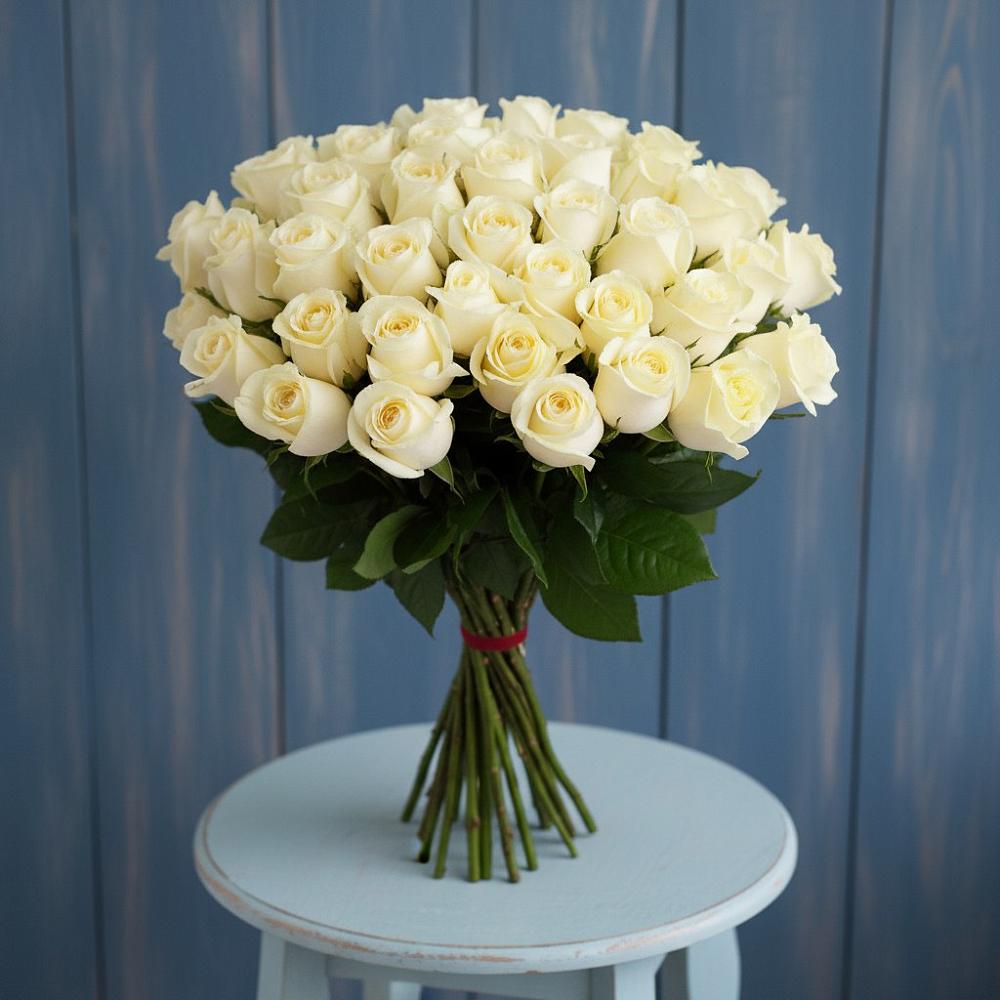 Букет 51 Белая роза Эдлесс Лав в Новохаритоново