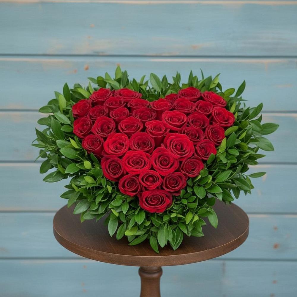 Цветочная композиция из Розы в виде сердца в Новохаритоново