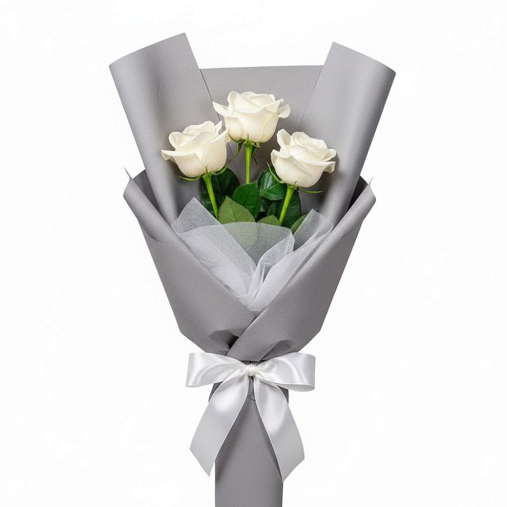 Букет 3 белые розы в Новохаритоново