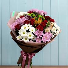 Букет цветов из:  Розы, Хризантемы и Альстромерии в Новохаритоново