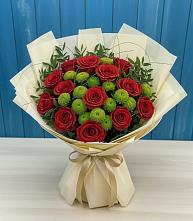 Букет цветов из:  Розы и Хризантемы в Новохаритоново