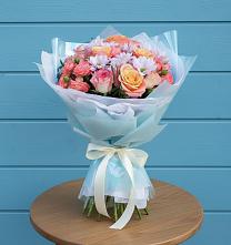 Букет цветов из:  Хризантемы и Розы в Новохаритоново